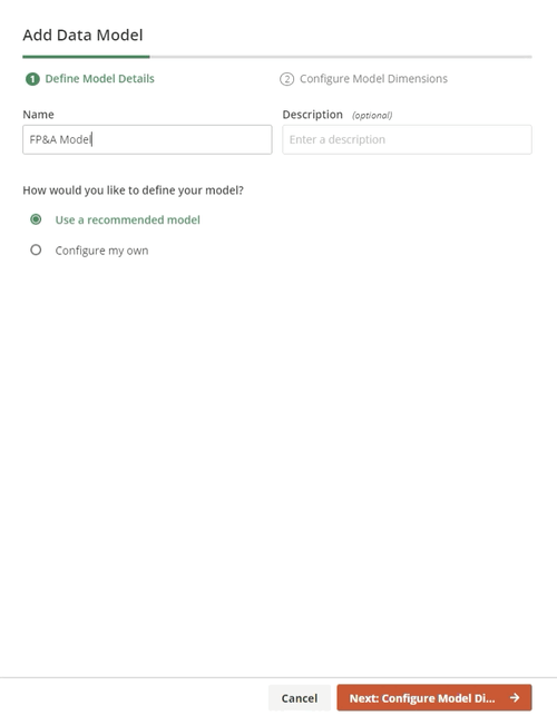 Adding the parameters of month to the Vena data model to show customization. 