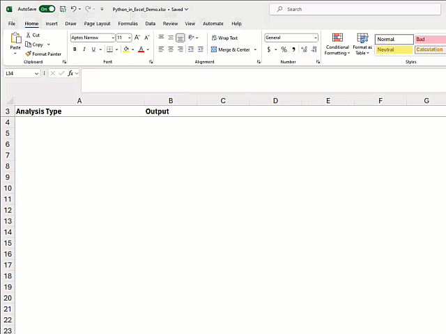 An example of a variance analysis using ANOVA in Python in Excel.
