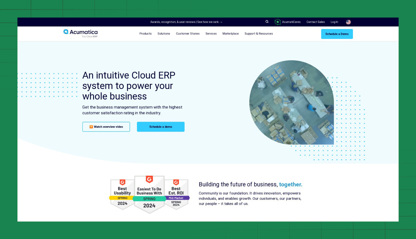 A preview of the Acumatica website