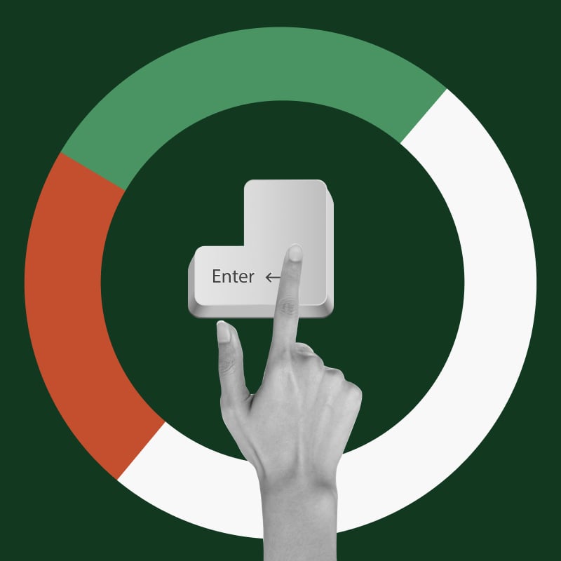 A finger pressing the ENTER key