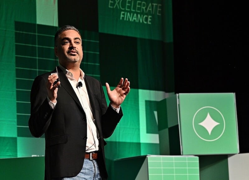 Rishi Grover, Co-founder and Chief Solutions Architect of Vena, speaking on stage at Excelerate Finance 2025