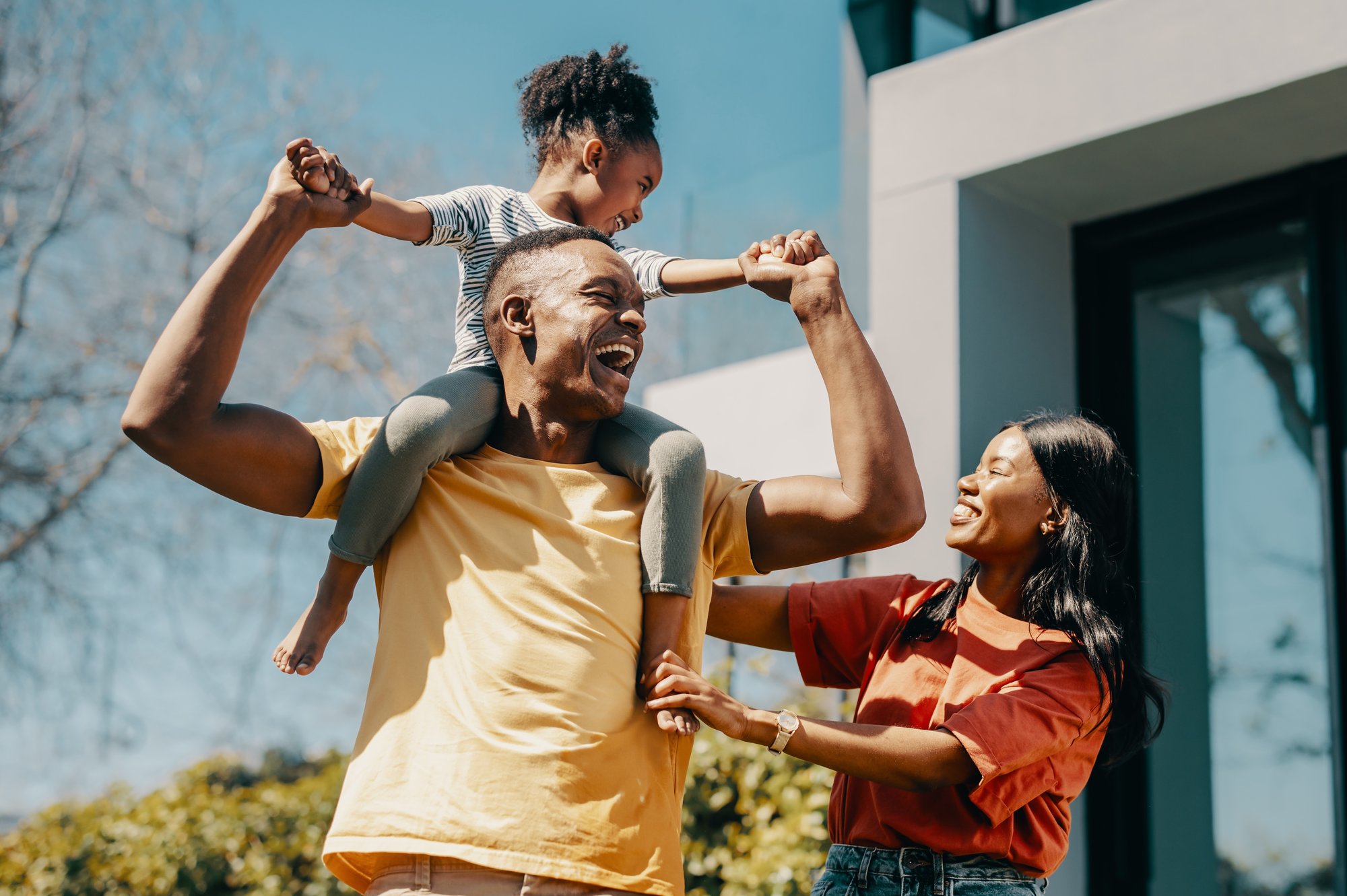 Family fun time with mom and dad at home