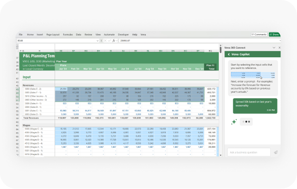 Screenshot of Vena's Planning Agent