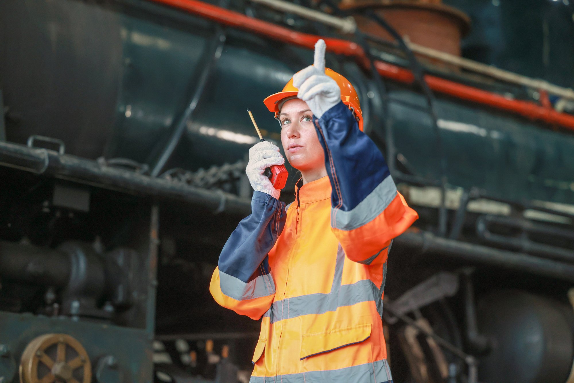 Female Engineer coordinates efficient rail traffic