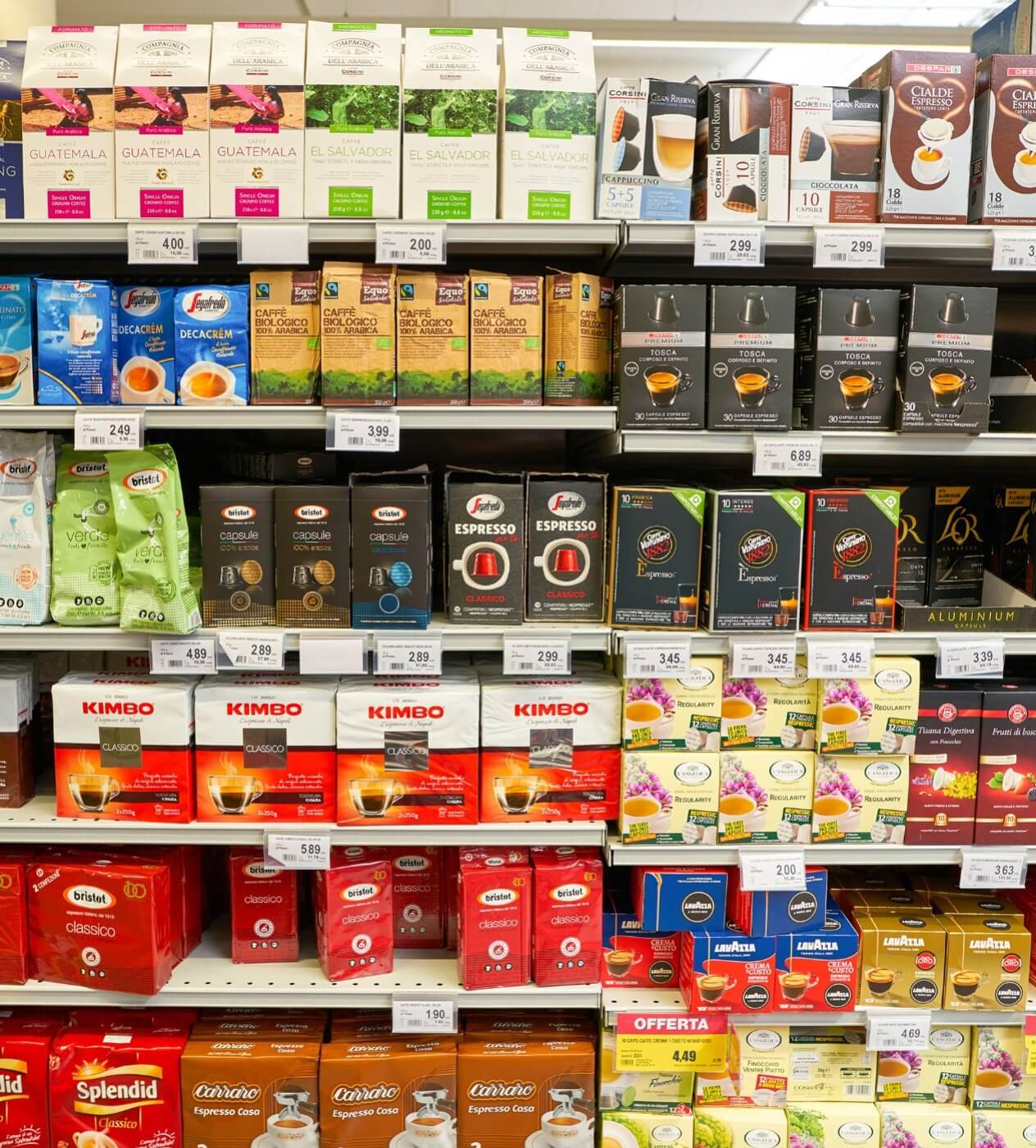 Shelves of products a convenience store