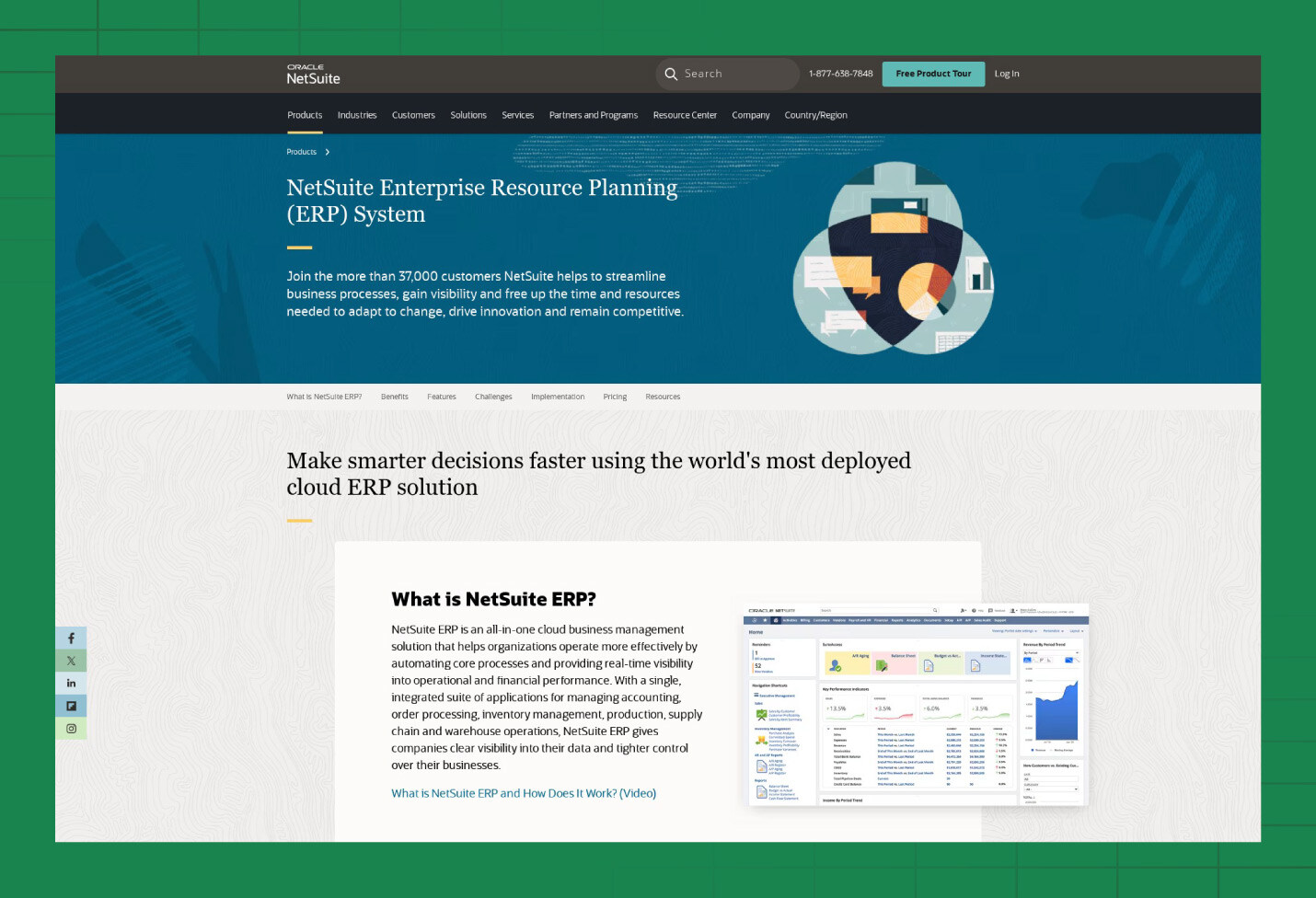A preview of the Oracle NetSuite website