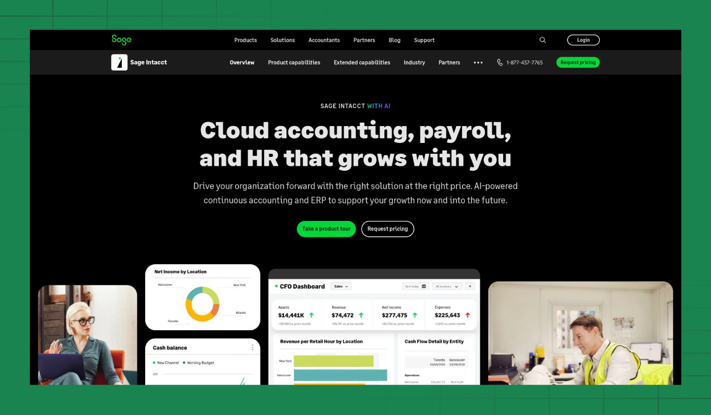 A preview of the Sage Intacct website