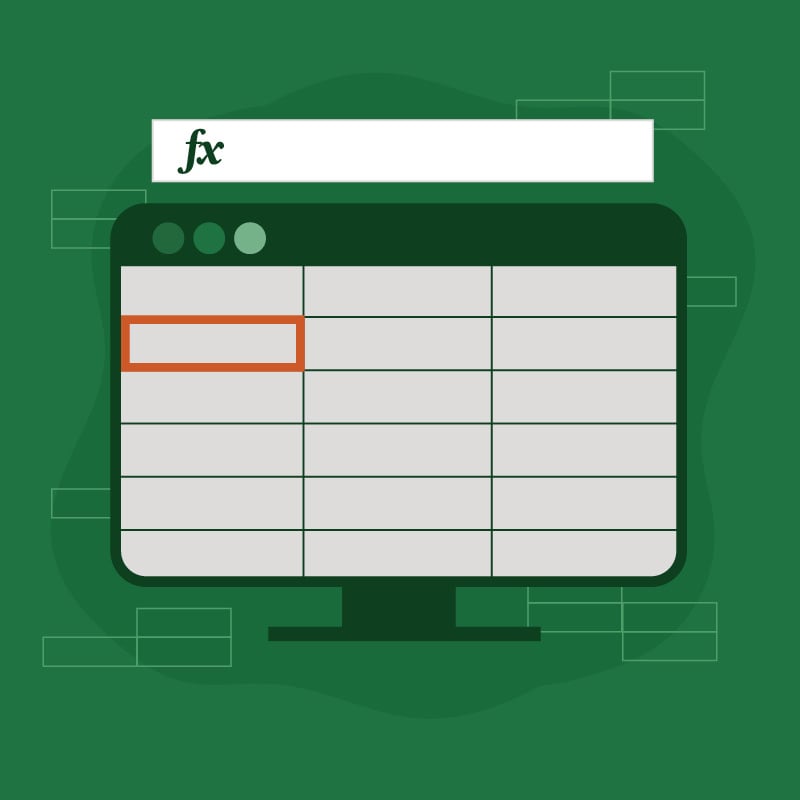 Illustration demonstrating the process of creating a formula in an Excel spreadsheet.