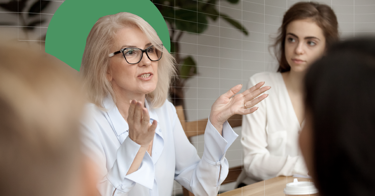 Co-workers have a team meeting 