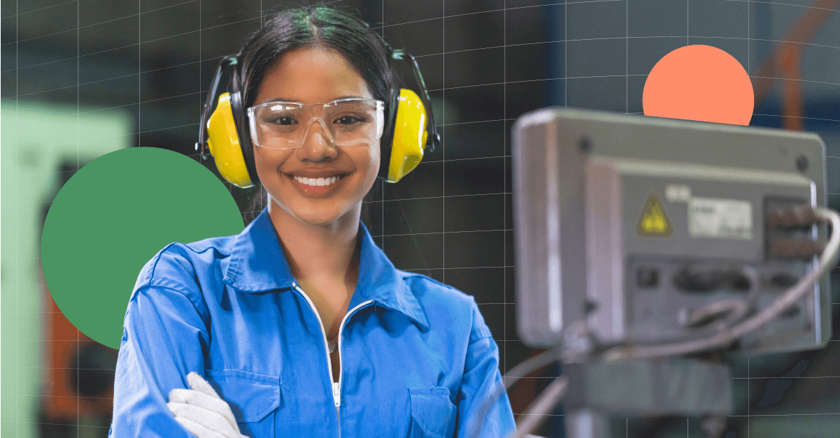 A woman wearing protective eyewear