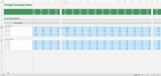 Screenshot of Vena's Foreign Exchange Rates template