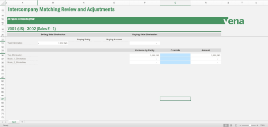 Screenshot of Vena's Intercompany Review and Adjustment template