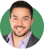 Headshot of Dominic DiBernardo on a green background