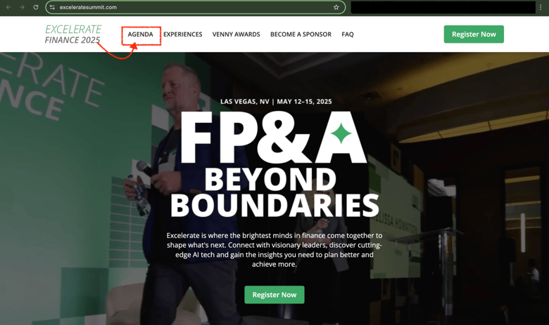 Excelerate Agenda Homepage