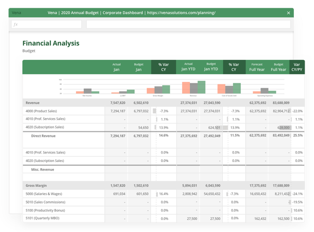 Screenshot of Financial Analysis annual budget report.