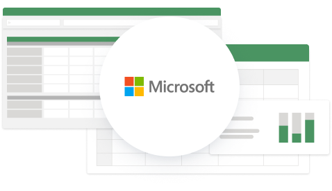 Illustration of templates and the Microsoft logo