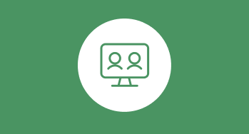 an icon of a computer monitor, on a green background