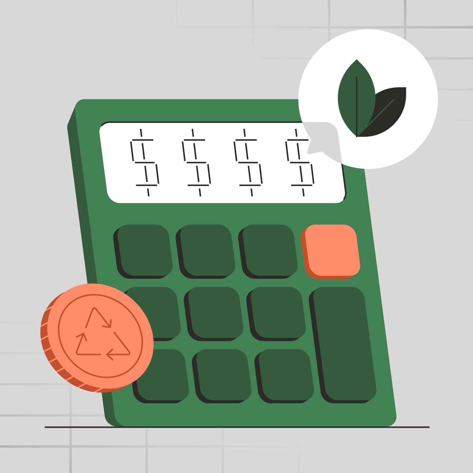 Illustrated calculator with dollar signs on the screen.