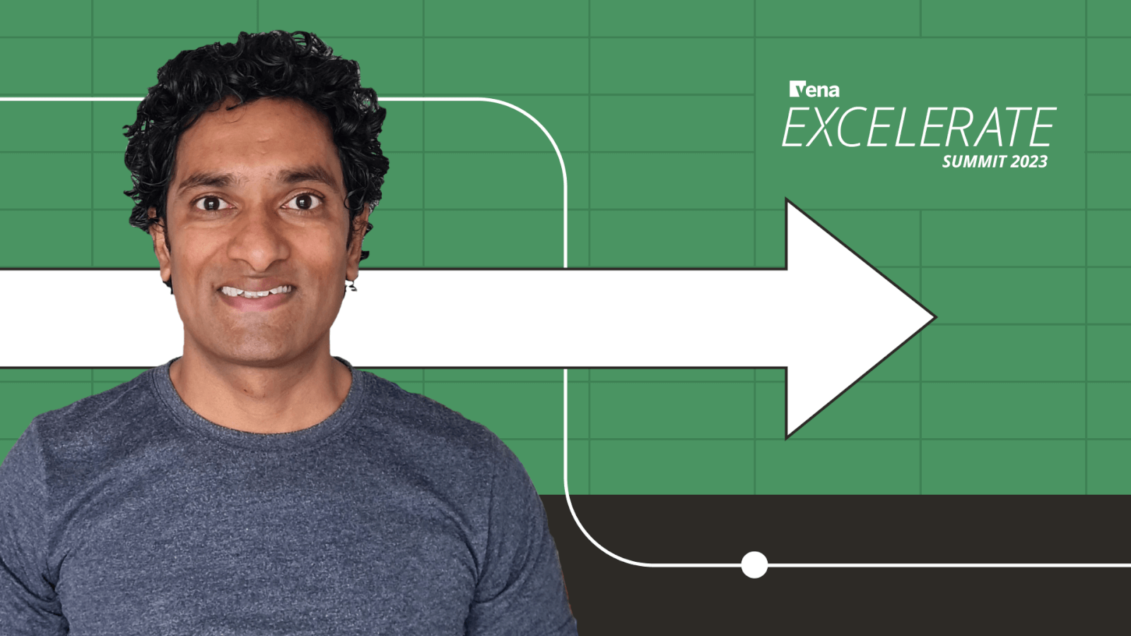 A picture of Purna Duggirala (Chandoo.org) on a green background. 