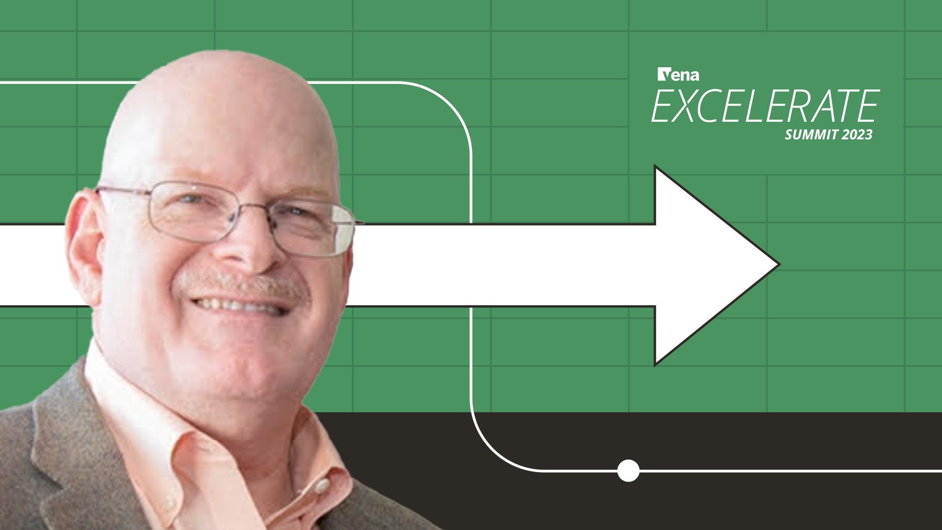 A picture of Howard Dresner on a green background. 