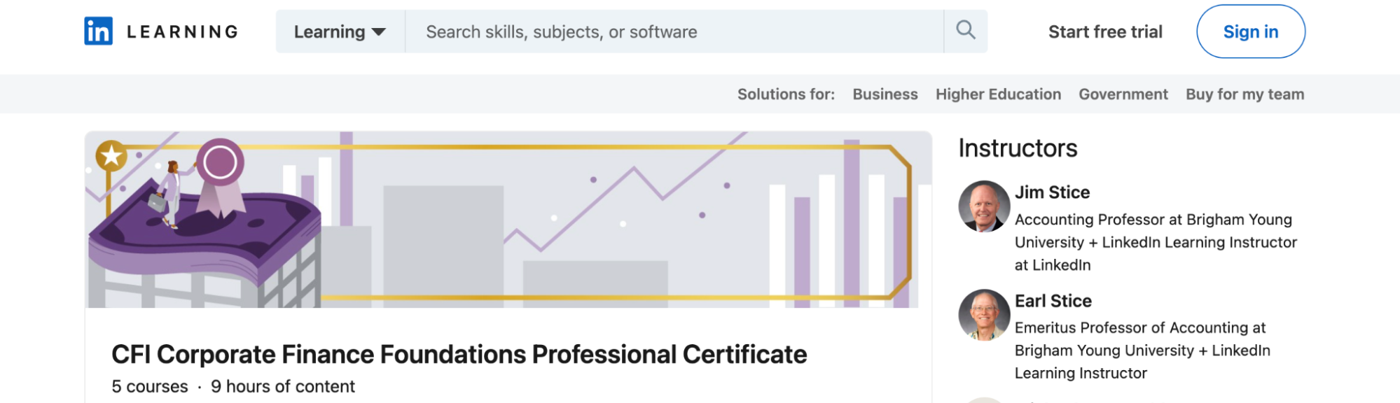 A preview of the CFI Corporate Finance Foundations Professional Certificate from LinkedIn Learning