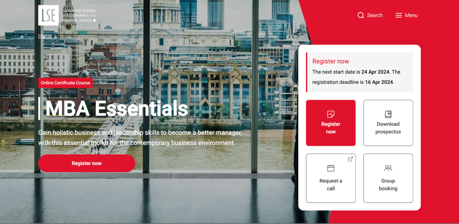 A preview of the MBA Essentials certificate course from the London School of Economics website