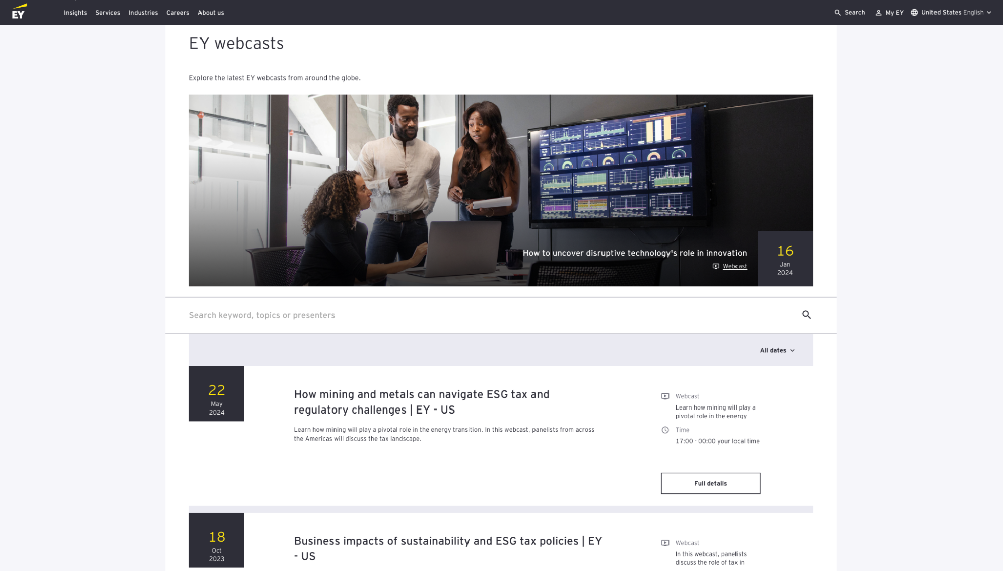 A preview of the webcasts and on-demand webinars available on the EY website