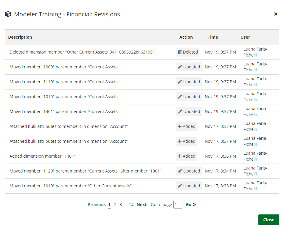 revisions tracking window