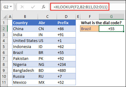 A sample of how to use Excel's new XLOOKUP function