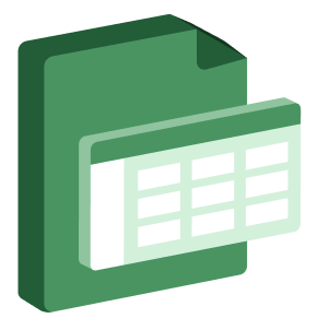Google Sheets icon with a green document and spreadsheet grid