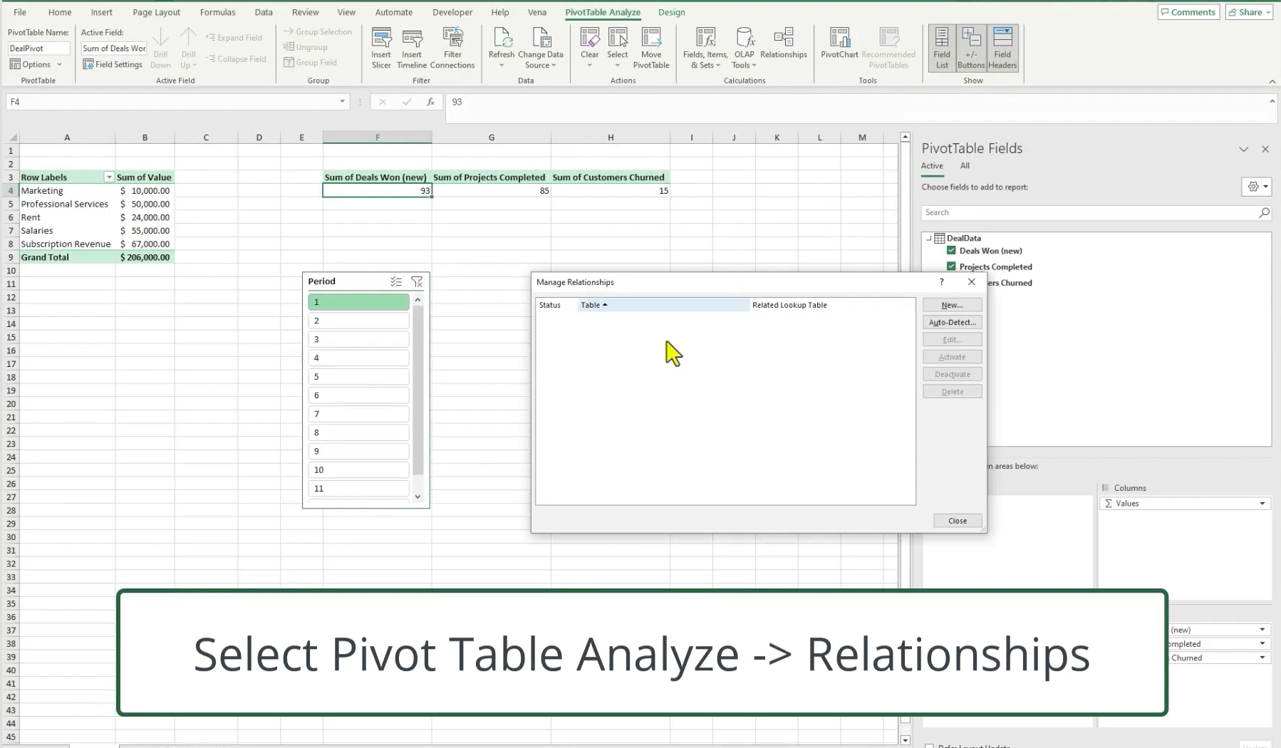 An image showing how to create a relationship between tables.
