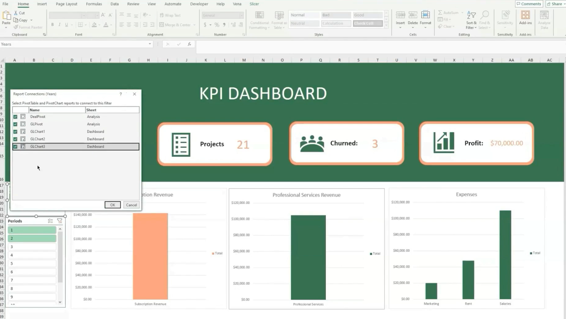 An image showing how to link charts using Report Connections.