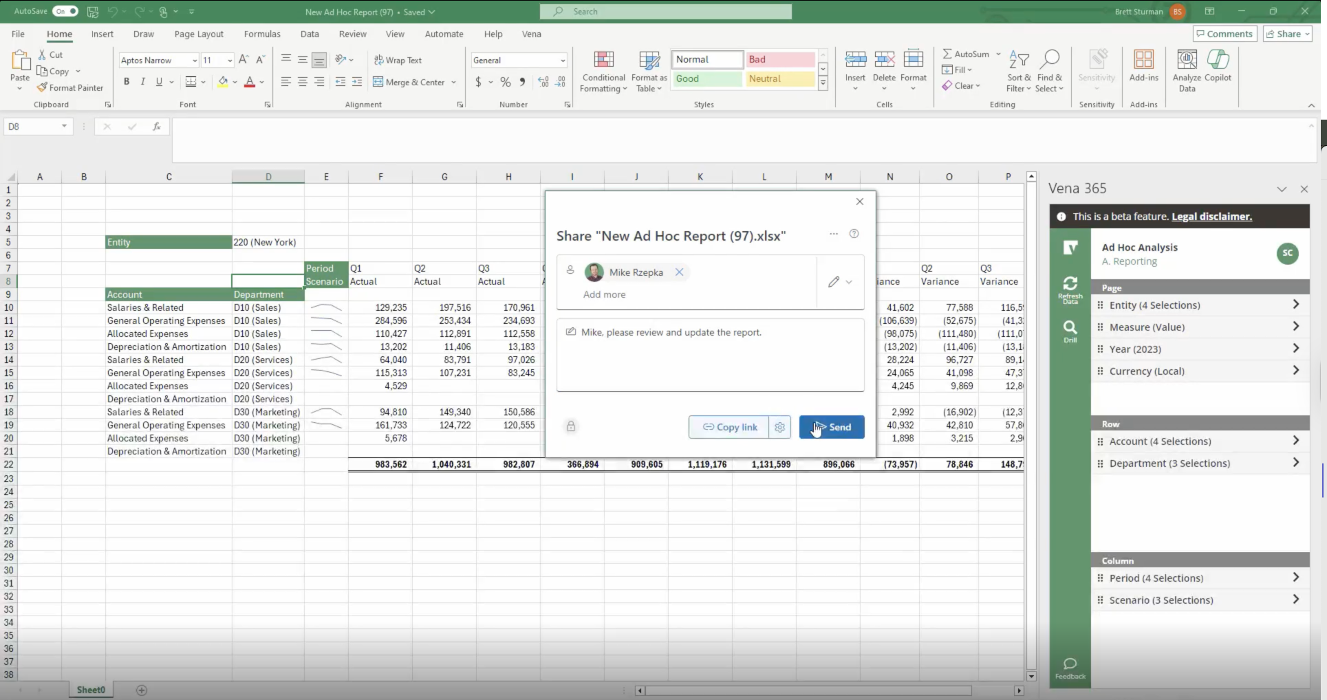 Vena Ad Hoc Sharing Report