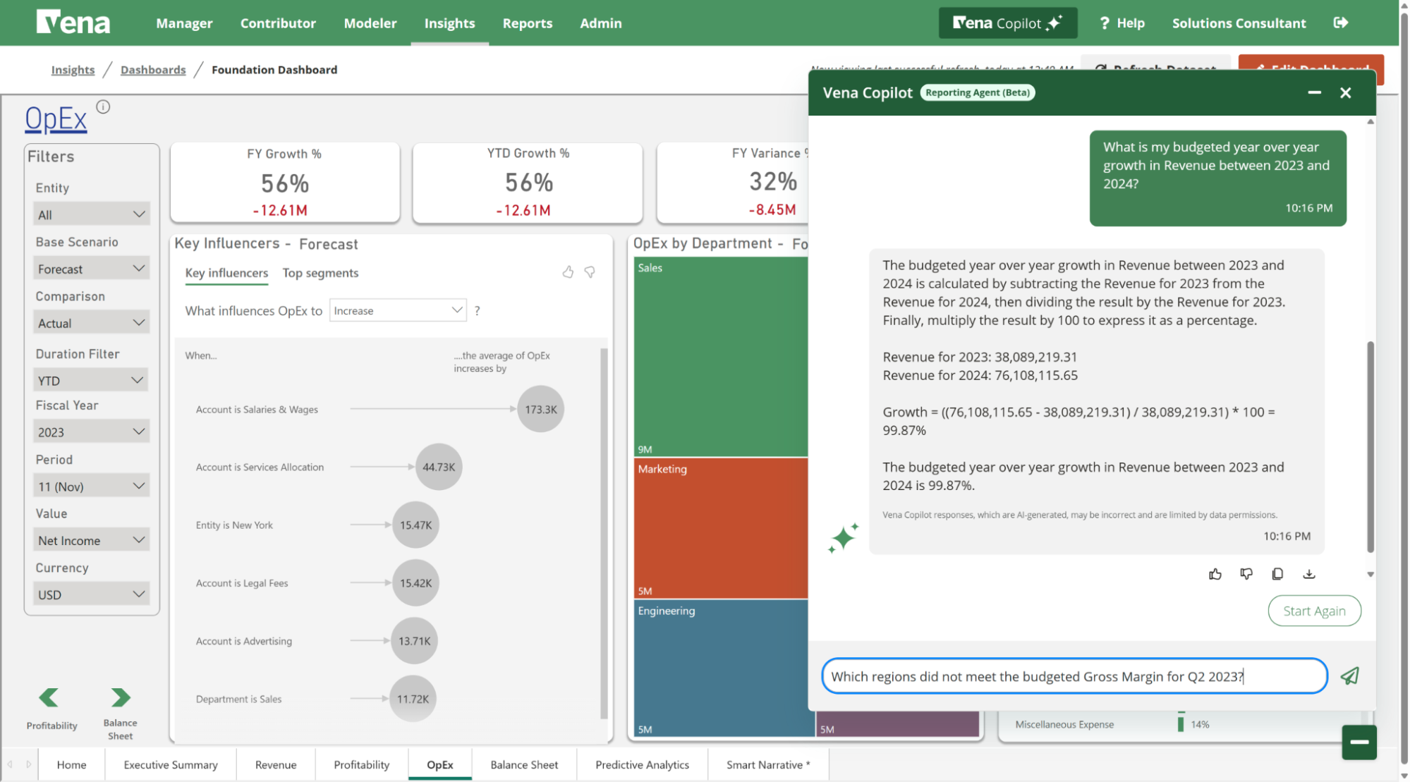 Vena Copilot Budgeting Query