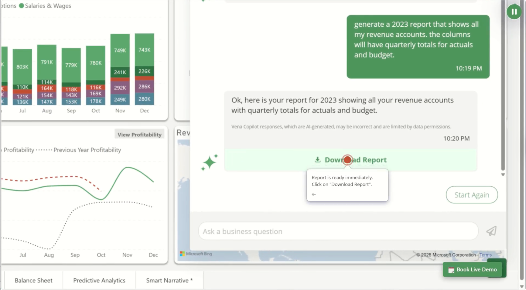 Vena Copilot Generate a Report
