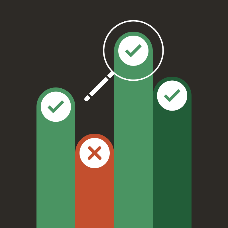 An illustration of three check marks and an 